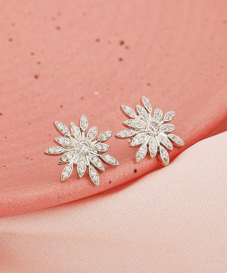 Silver Classic Flower Romance Earrings