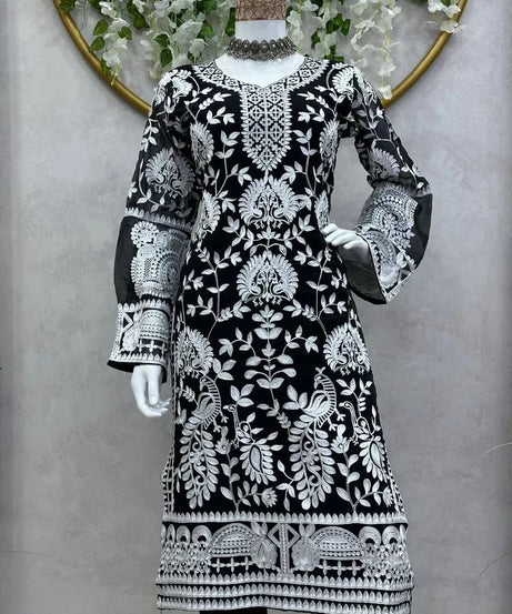 Faux Georgette Beautiful Traditional Kurti & Pant Set