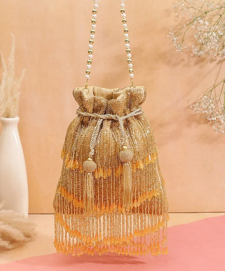 Designer Heavy Golden Work Potli Bag