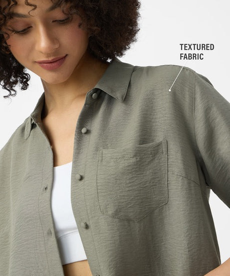 Textured Light Olive Women Shirts