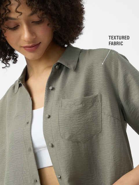 Textured Light Olive Women Shirts
