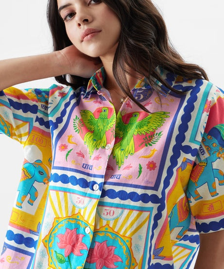 Vintage Stamps Women Boyfriend Shirts