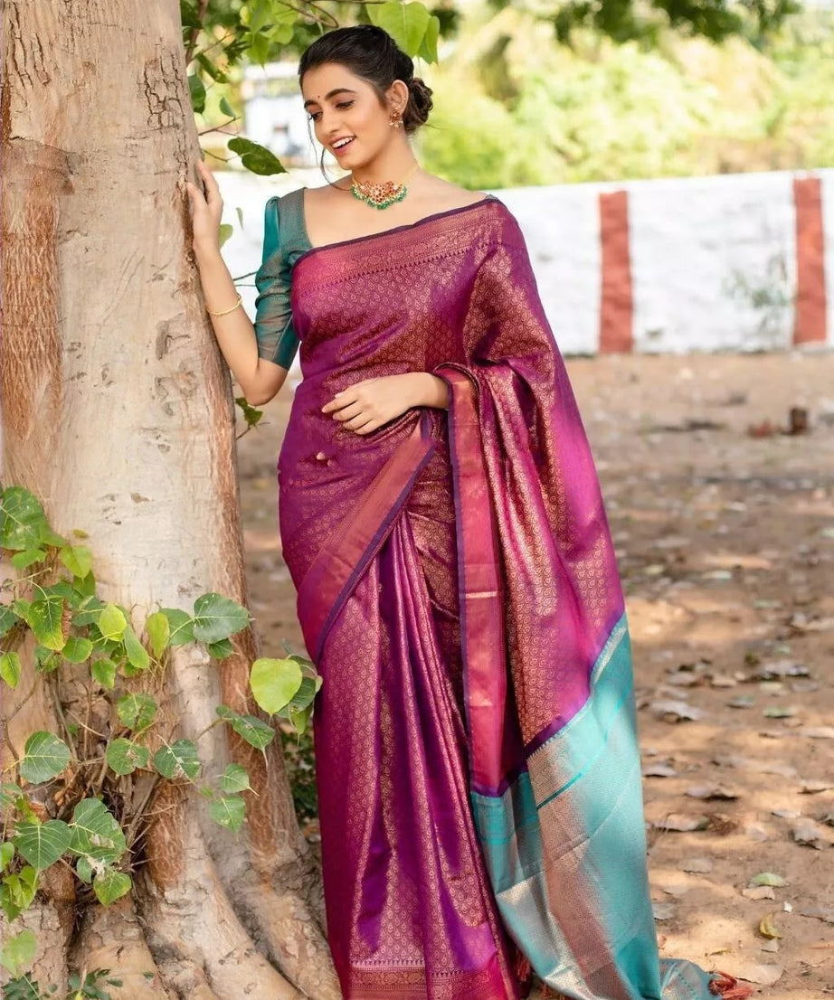 Soft Lichi Silk Saree With Blouse,Indian Party Wear Sari