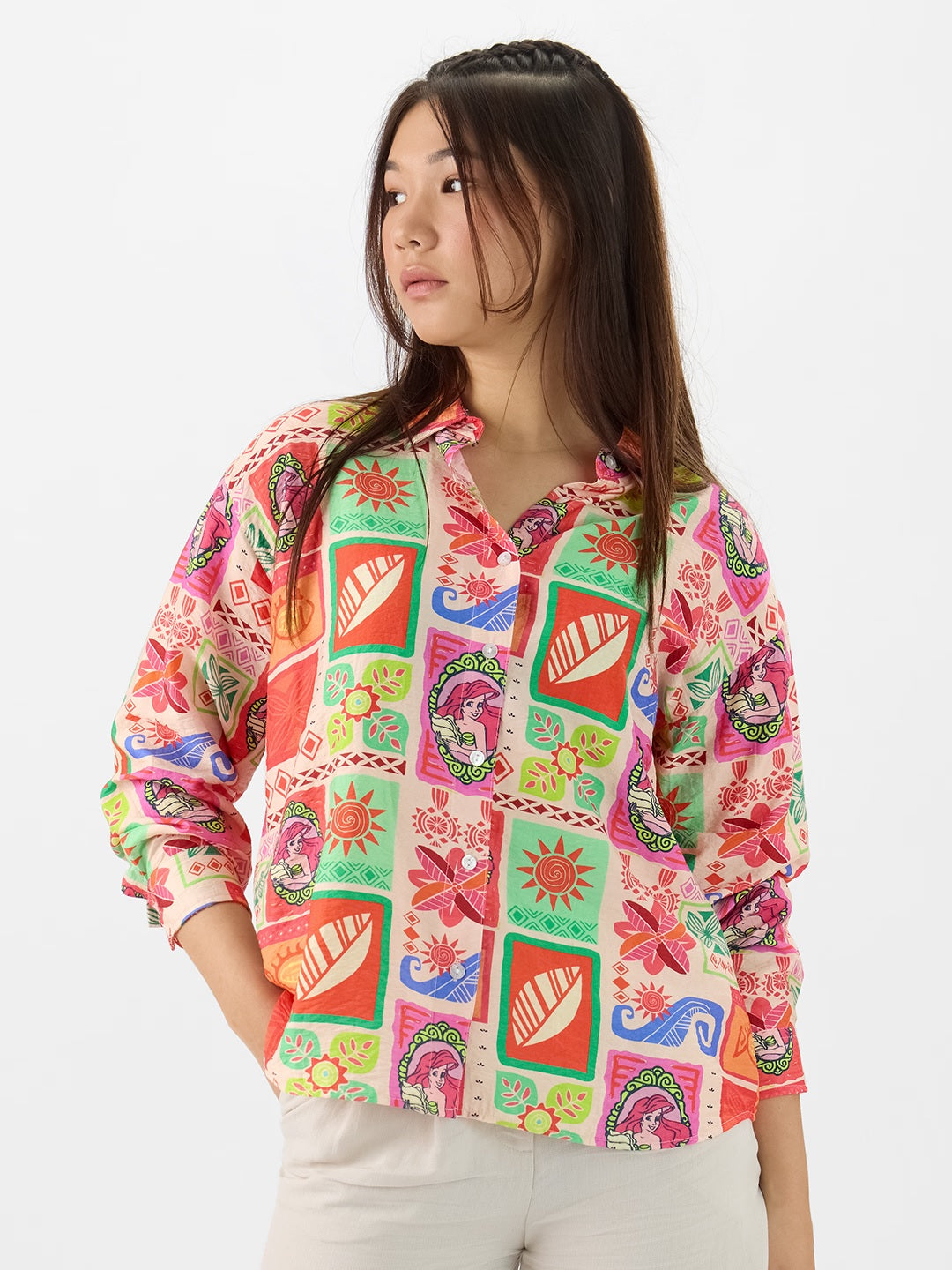 The Little Mermaid Mosaic Women Boyfriend Shirts