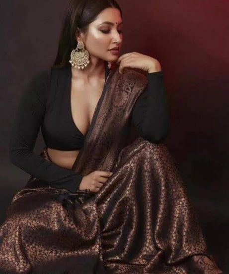 Banarasi Soft Silk,Fancy Beautiful Sari With Blouse