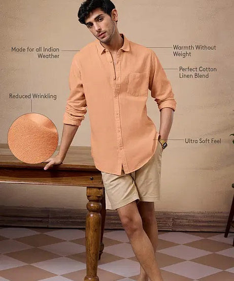 Cotton Linen Peach Shirts