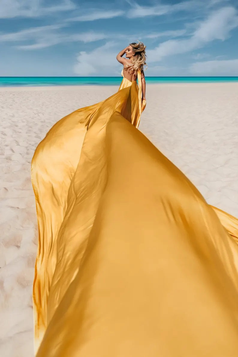 Long Flying Dress for Photo Shoot Long Train Dress Santorini Flying Dress