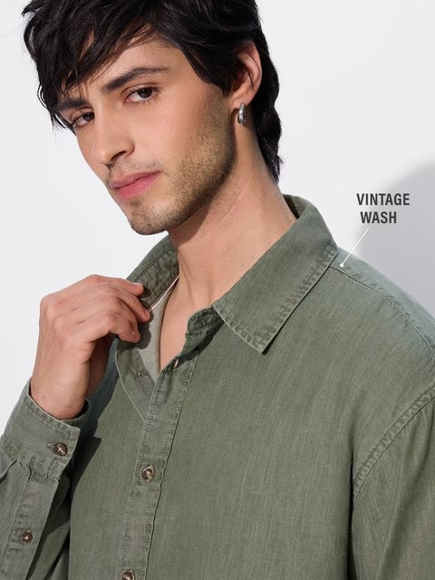 Faded Green Denim Shirts