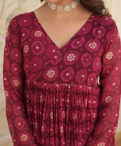 Fancy Stylish Delta silk Round Fleard Long Top For Women's