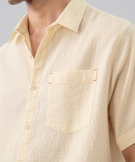 Textured Shirt Ivory Men Textured Shirts