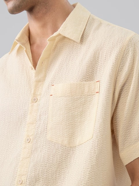 Textured Shirt Ivory Men Textured Shirts