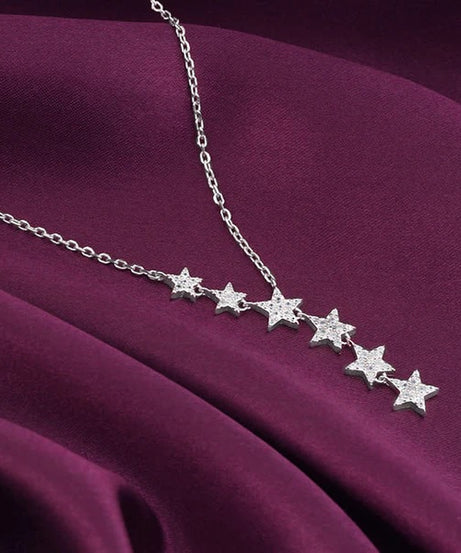 Silver Starry Drop Necklace