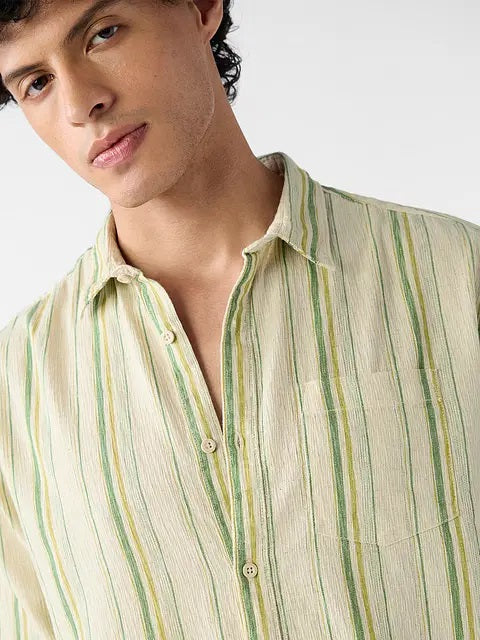 Cotton Linen Stripes Meadow Shirts