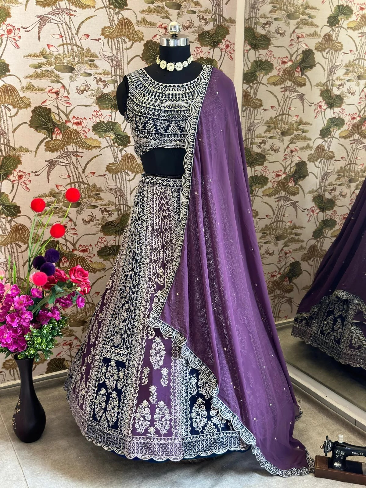 Georgette With Embroidery Sequence Design Work Designer Lehenga
