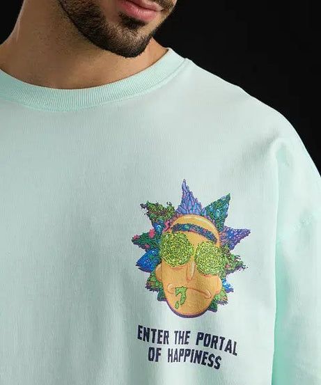 Rick And Morty Portal To Happiness Oversized T-Shirts
