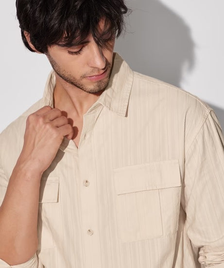 Solids Rich Cream Men Utility Shirts