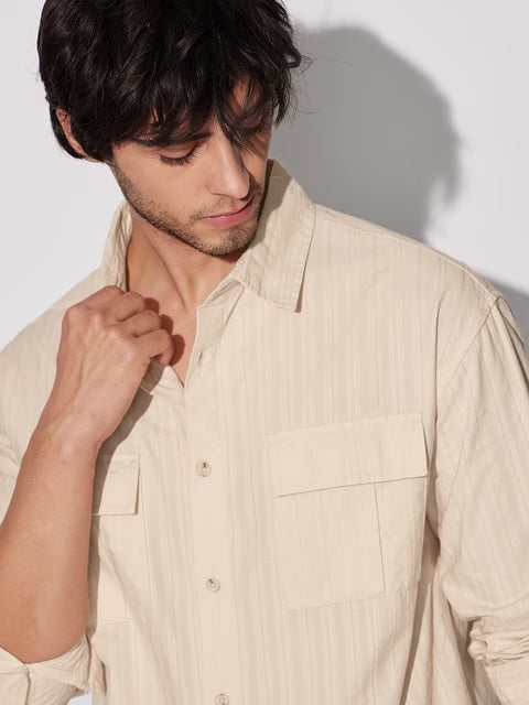 Solids Rich Cream Men Utility Shirts