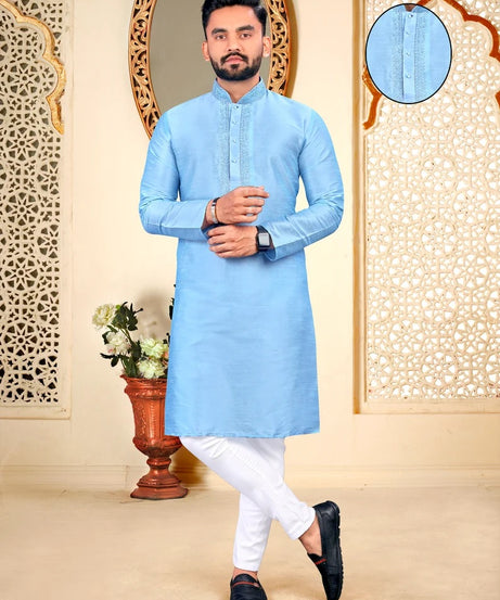 Malbari With Embroidery Work kurta Polo pant Set