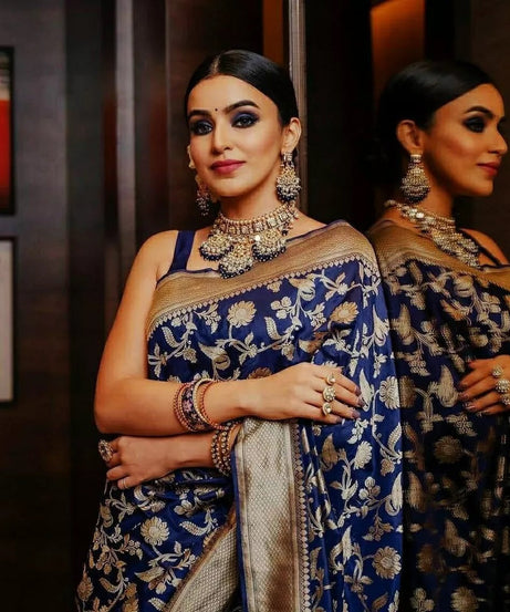 Soft Lichi Silk Saree With Blouse