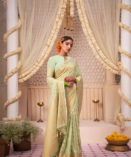 Trending Banarasi Soft Silk Wedding Wear Saree With Blouse 11-KT