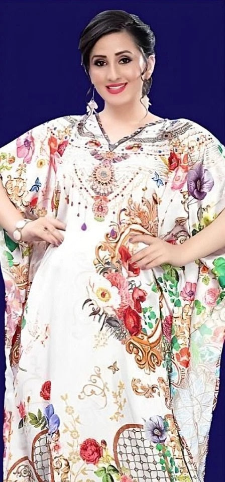 Colorful printed Kaftan dress for women Free size V-Neck Caftan