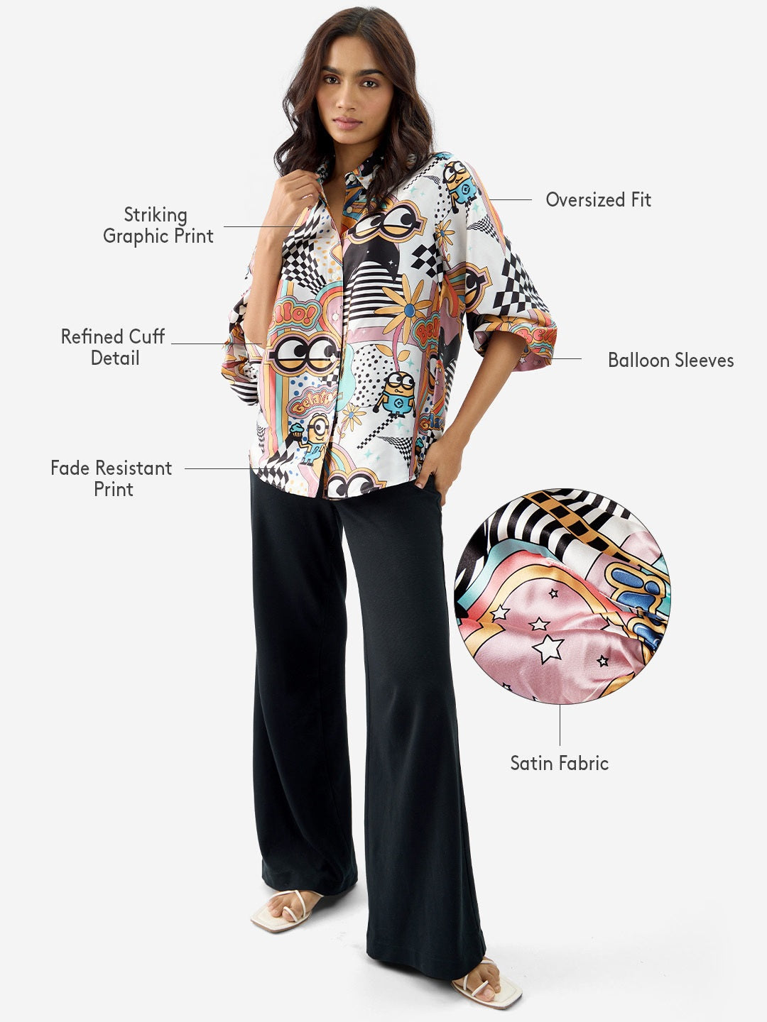 Satin  Minion Mania Women Shirts