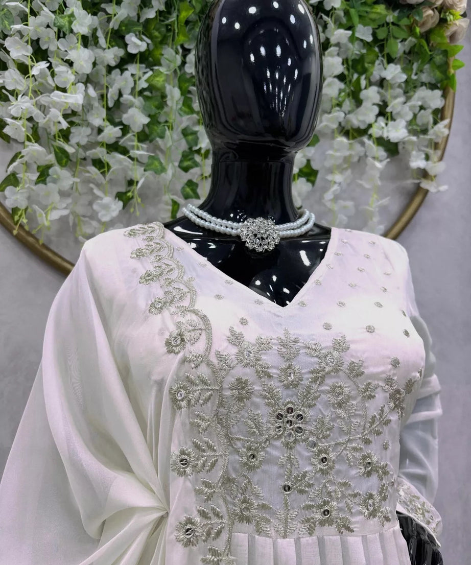 Traditional Look Full Stitched Tissue Organza Silk Top Pant Dupatta