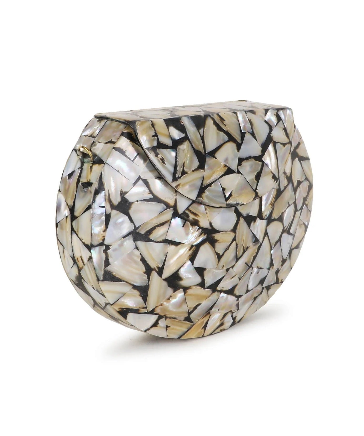 Mosaic Marble Finish Metal Clutch