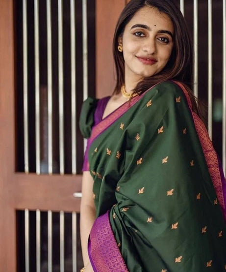 Banarasi Soft Silk Wedding Saree With Jacquard Border Blouse fancy Saree11-KT