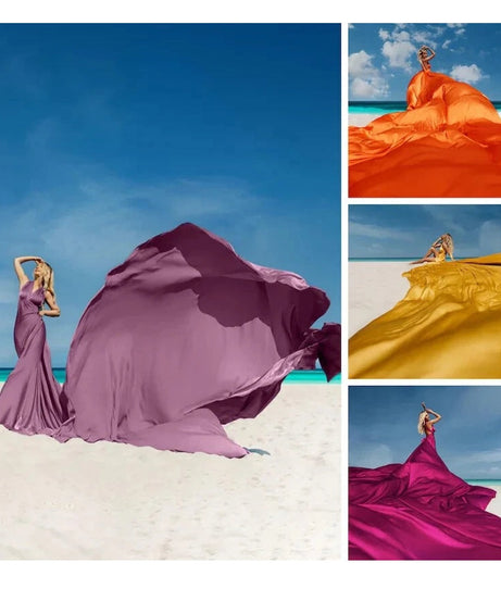 Satin Multiway Wrap Maxi Dress with Train | Women's Convertible Dress