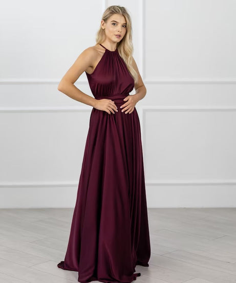 Formal Long Satin Gown for Women – Wrap Style Evening Dress
