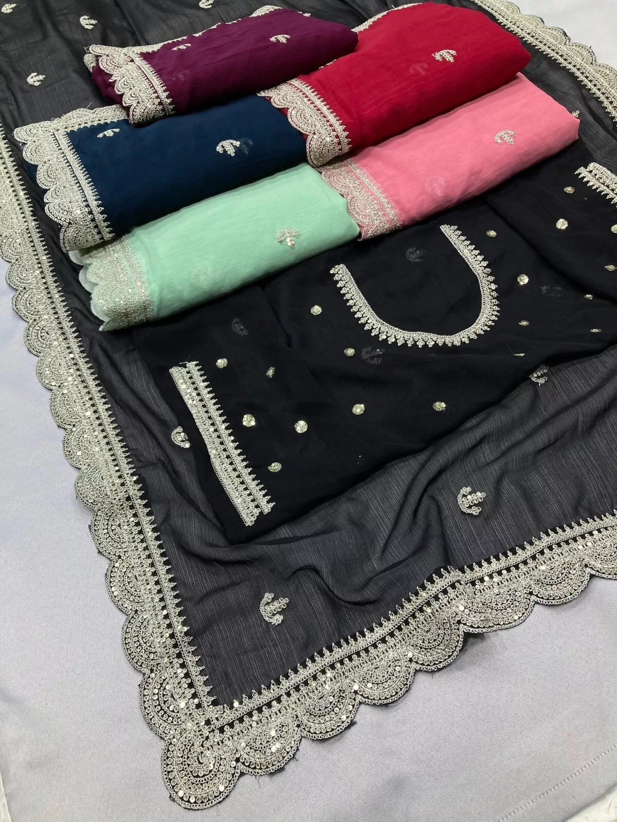 Traditional Party Zomato Chiffon Silk Saree, Wedding Bollywood Sari & Blouse