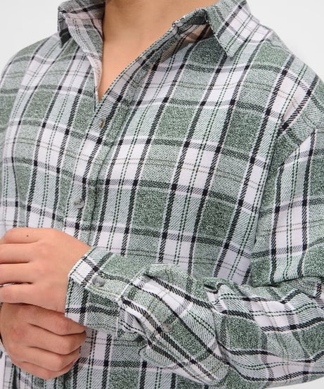Plaid Fern Grid Men Relaxed Shirts