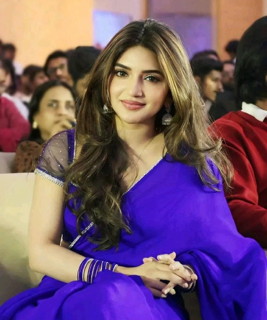 Blue Classic Faux Georgette Bloomming Saree With Blouse