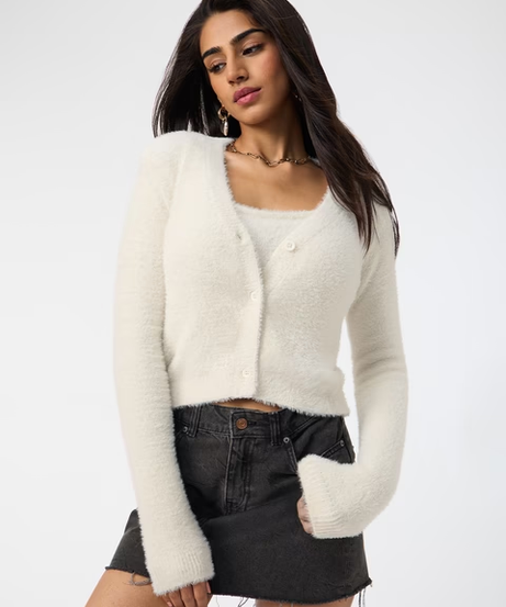Fuzzy Cardigan Frost Women Knitted Sweaters