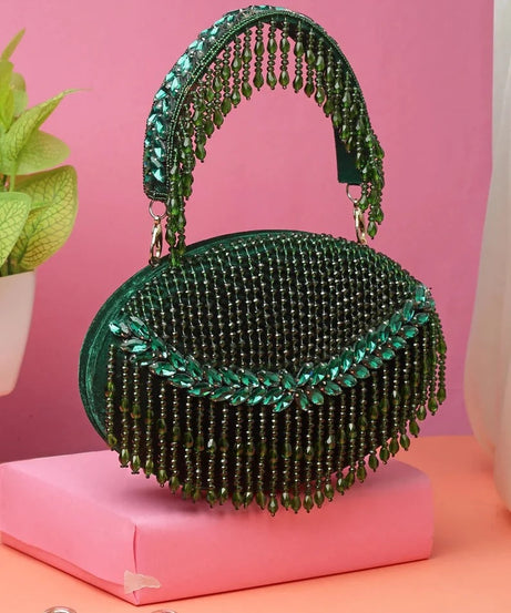 Tassel Embellished Velvet Clutch