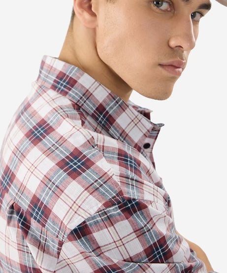 Plaid Red And White Men Relaxed Shirts