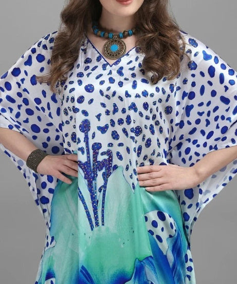 Long Colorful Printed Kaftan Dress For Women Soft Loungewear