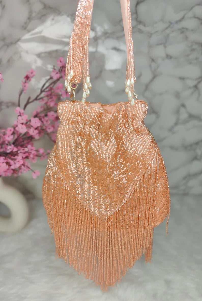 Designer "V" Shape Fringes Potli Bag