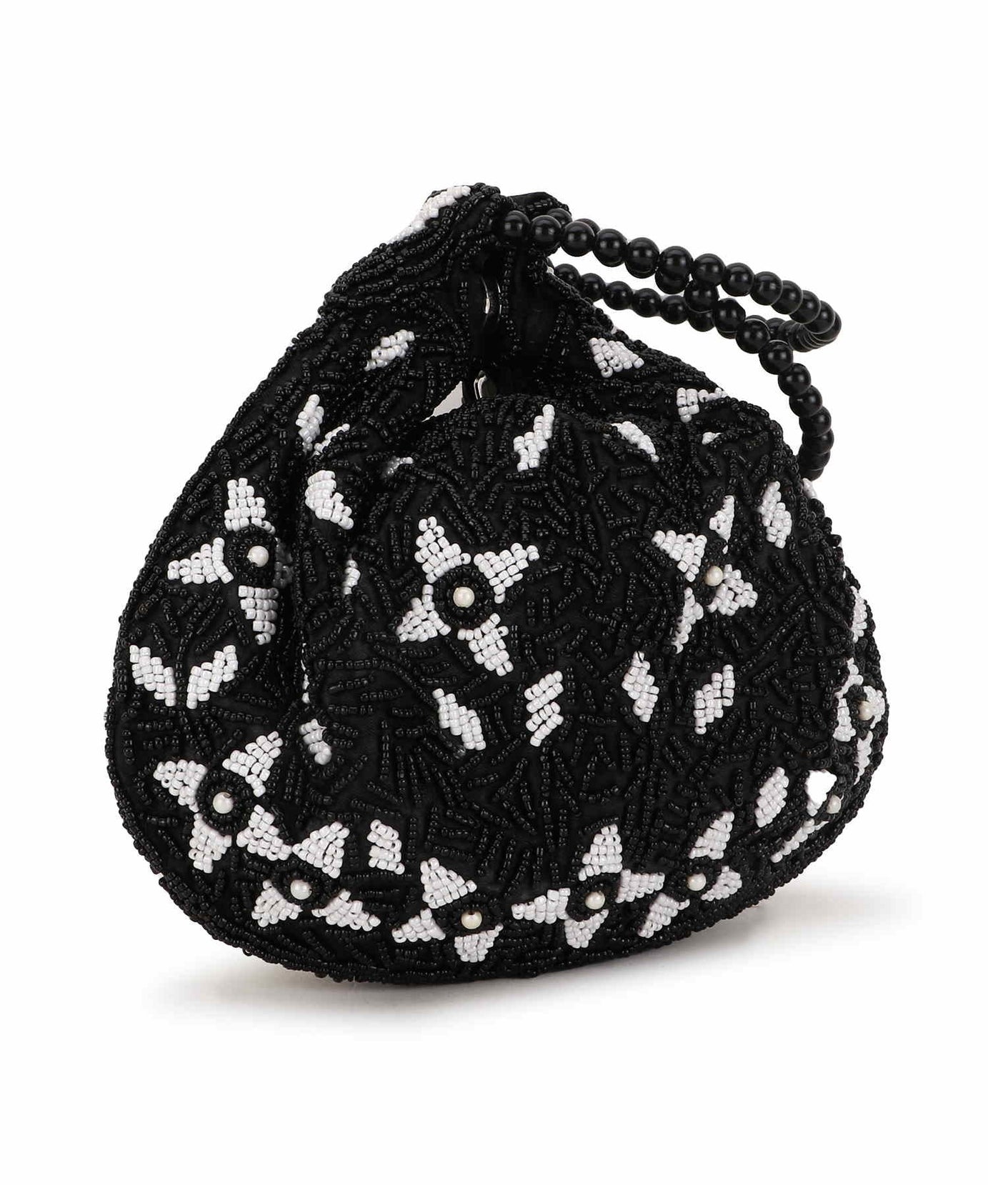 Dangle Abstract Embellished Faux Silk Potli Bag