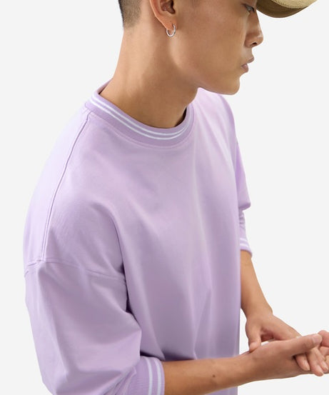 Solids Pale Purple Oversized Full Sleeve T-Shirts