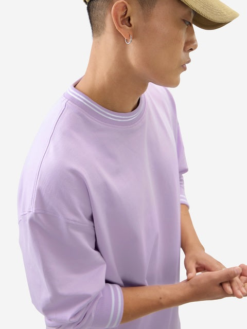 Solids Pale Purple Oversized Full Sleeve T-Shirts