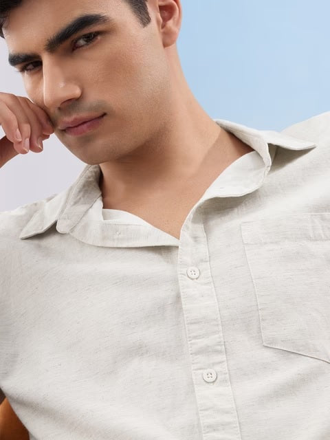 Ecru Cotton Linen Shirts