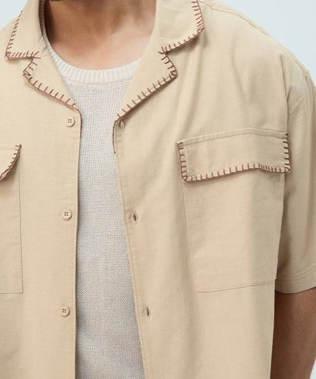 Cotton Linen Utility Sand Oversized Shirts