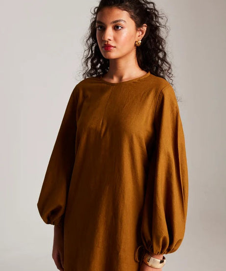 Co-Linen Balloon Sleeves Dress
