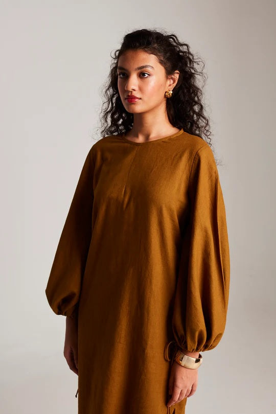 Co-Linen Balloon Sleeves Dress
