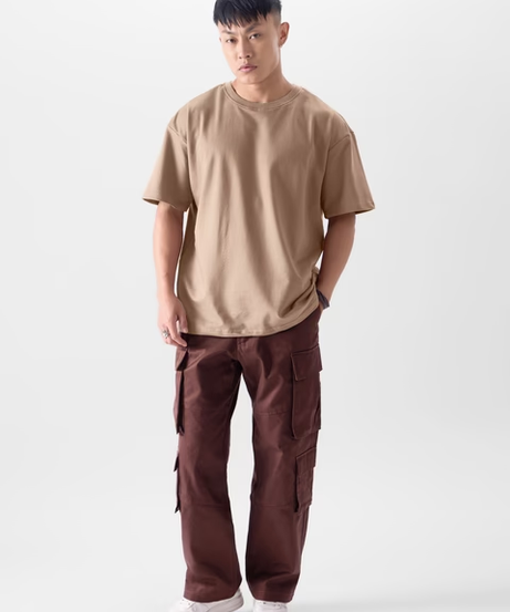 Solids Soft Brown Oversized T-Shirts