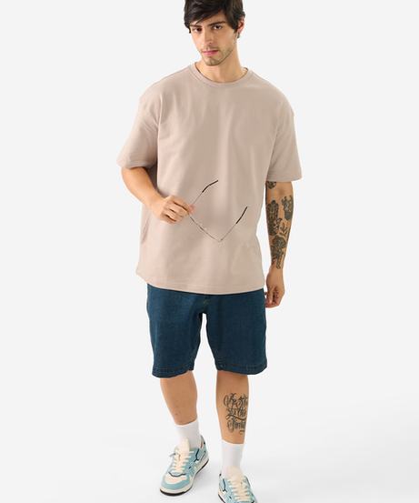 Solids Beige Oversized T-Shirts
