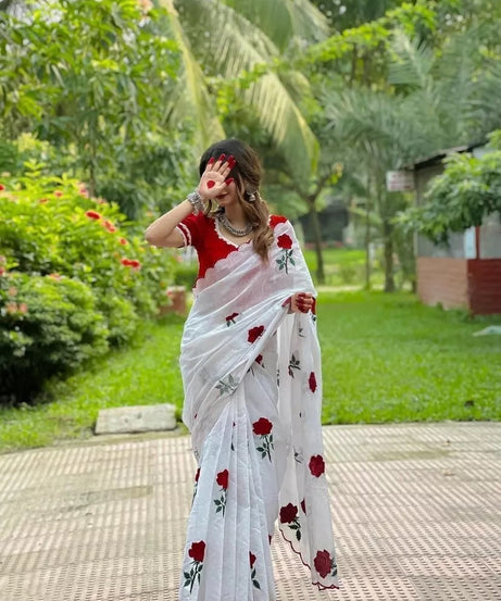 Pure Soft Chanderi Cotton Saree With Full Stitched Blouse,Wedding Sari