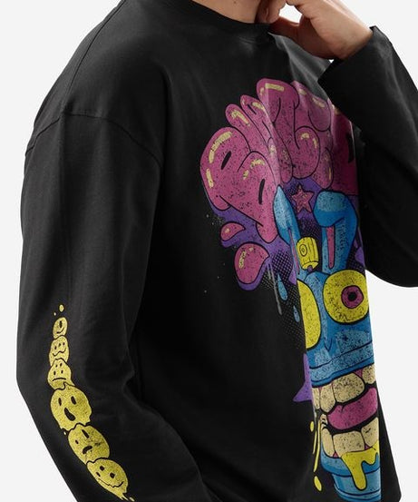 Trippy Blaze Oversized Full Sleeve T-Shirts